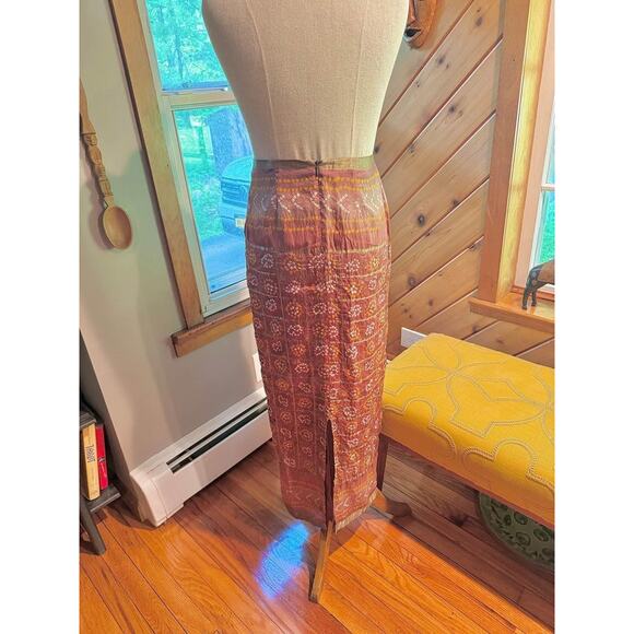 VINTAGE Handmade Indian Sari Style 100% Silk Skirt - Picture 6 of 10